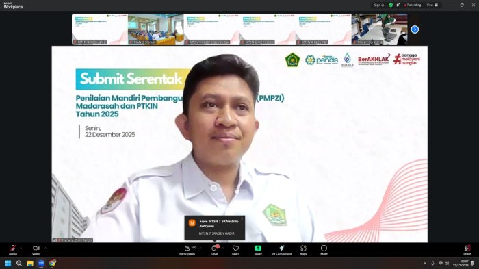 Kepala MTsN 4 Jambi Ikuti Submit PMPZI Nasional Virtual