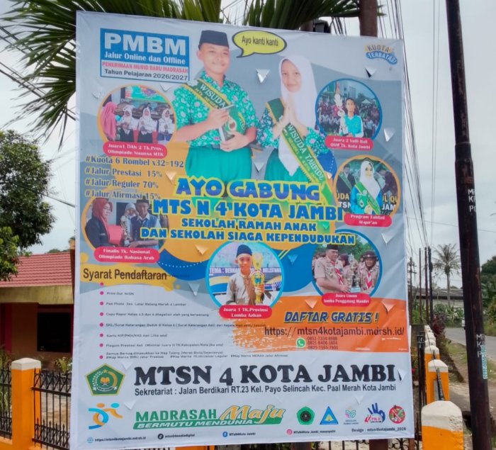 Penerimaan Murid Baru MTsN 4 Kota Jambi Dibuka Hari Ini 2 Maret 2026